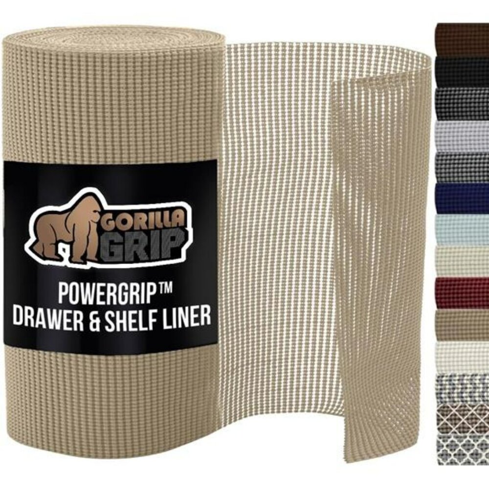 Beige Non Slip Shelf Liner 12 x 20 Feet Drawer Cabinet Liner Kitchen Storage Mat